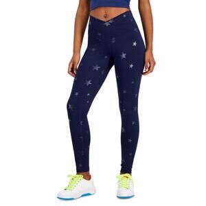 Jenni Dark Blue Stars Fun Rockstar Active Leggings Crossover 7/8 S Small New